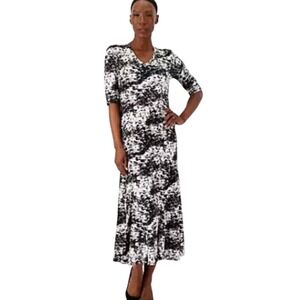 ATTITUDES BY RENEE COMO JEEREY GODET MIDI DRESS BLACK & WHITE  NWT SIZE L TALL